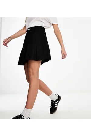 In The Style Exclusive box pleat denim mini skirt in