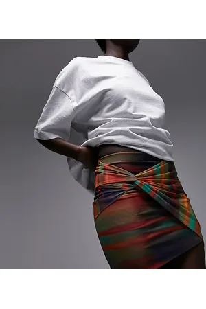 Topshop Knot front blurred bright stripe mini skirt in