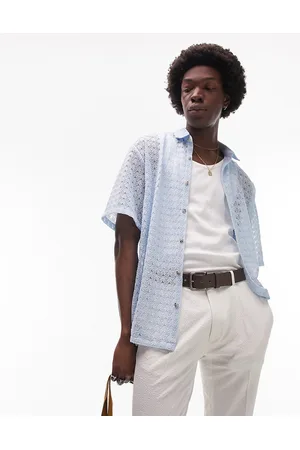 Topman Short sleeve relaxed grid lace shirt in
