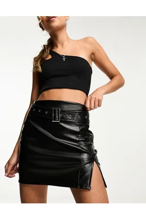 In The Style Faux leather belted mini skirt in