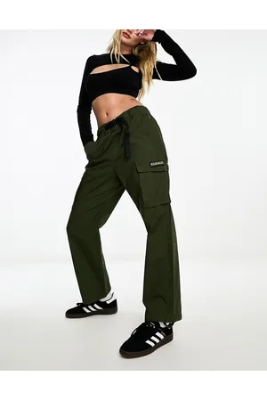 Napapijri High waist woven cargo trousers with belt in khaki