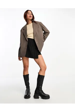 Stradivarius STR oversized blazer in check print