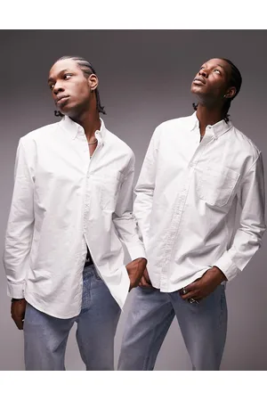 Topman Long sleeve relaxed 2 pack oxford shirt in