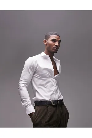 Topman Long sleeve stretch skinny smart shirt in