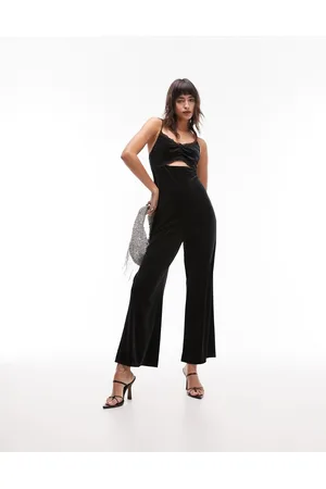 Topshop Velvet lace jumpsuit in