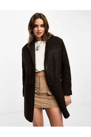 ONLY Tailored teddy blazer jacket in chocolate