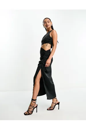 Pretty Lavish One shoulder cut out midi dress in