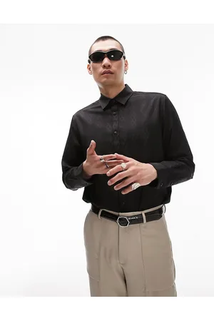 Topman Long sleeve regular formal jacquard shirt in