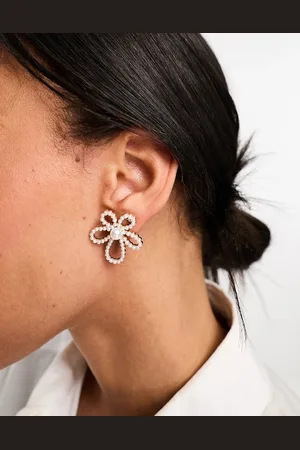 True Decadence Pearl embellished flower stud earrings