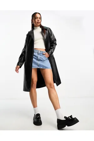 JDY Faux leather trench coat in