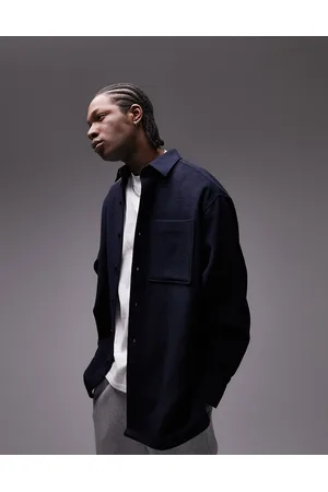 Topman Long sleeve relaxed smart wool mix overshirt in
