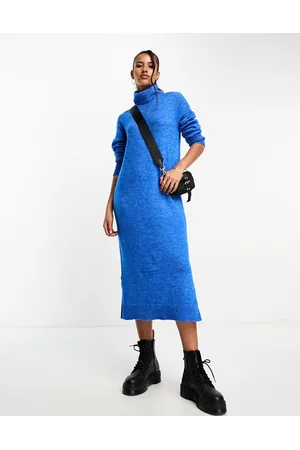 Pieces Roll neck maxi jumper dress in
