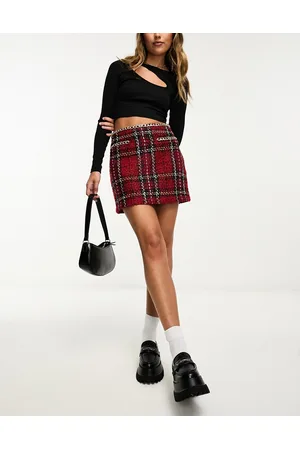ASOS Boucle mini skirt with chain details in check
