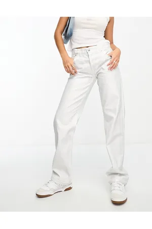 MANGO Straight leg jeans in metallic