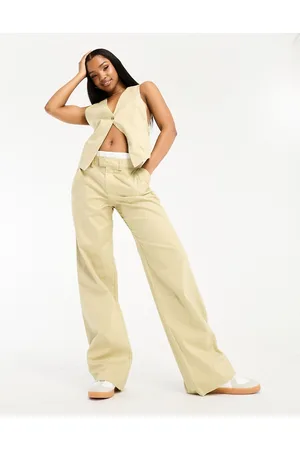 Pull&Bear Boxer waistband tailored trouser co-ord in beige