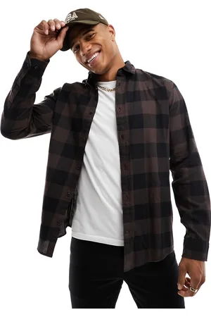 JACK & JONES Essentials buffalo check shirt in and black