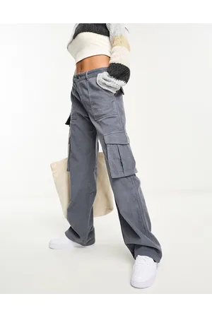 Pull&Bear Wide leg cord cargo trouser in