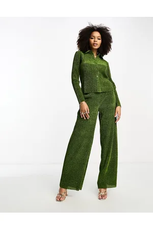 Glamorous Relaxed wide leg trousers in glitter co-ord