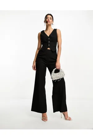 Kaiia Sleeveless wide leg waistcoat jumpsuit in