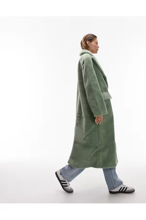 Topshop Long-line borg coat in mint