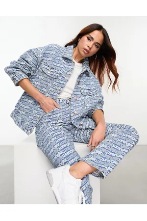 Wrangler Co-ord embroidered repeat logo denim jacket in