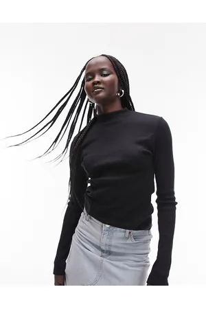 Topshop Long sleeve funnel neck top in
