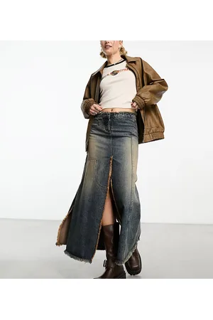 Reclaimed Spliced denim maxi skirt in Y2K wash