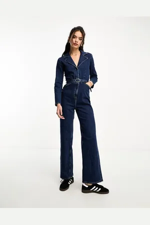 & OTHER STORIES Denim wide leg jumpsuit in dark
