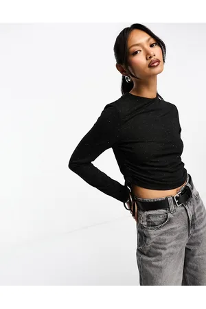 AllSaints Beta shimmer long sleeve top in