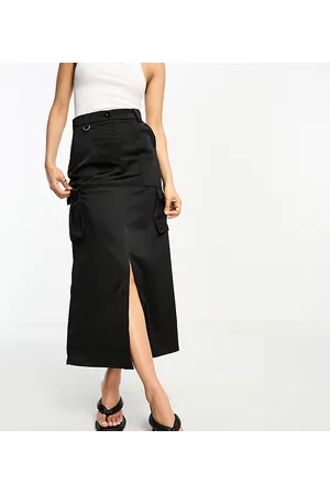NaaNaa Satin midi skirt with cargo pockets in