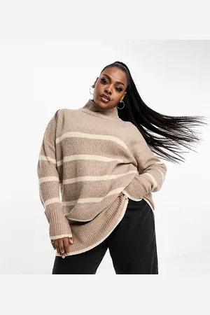 Yours Roll neck stripe jumper in