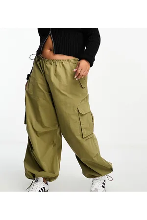 River Island Cargo parachute pants in khaki