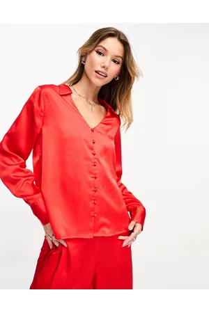 JDY V neck button down shirt in