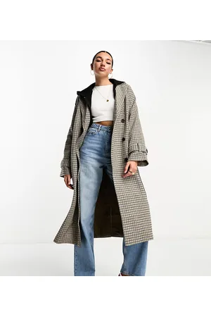 Object Formal wool belted trench coat in check