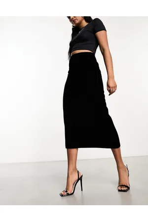 ASOS Velvet bias midi skirt in