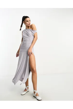 COLLUSION Slinky off the shoulder midi dress in