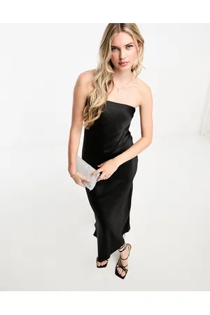 New Look Satin bandeau midi dress in