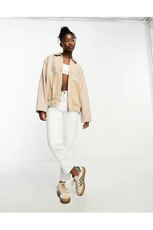 The Couture Club Tweed panelled bomber jacket in beige