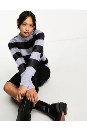 AllSaints Renee knitted jumper in and blue check