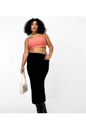 ASOS ASOS DESIGN Curve velvet bias midi skirt in