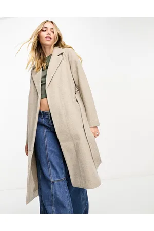 VERO MODA Belted formal midi coat in camel