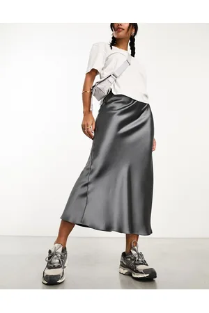 New Look Satin midi skirt in