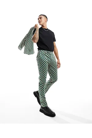 Twisted Tailor Shadoff suit trousers in with geometric vintage print