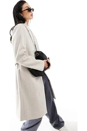 Pieces Belted midi coat in beige
