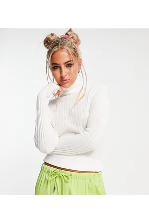 COLLUSION Fine knit roll neck jumper in ecru