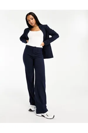 Pull&Bear Pinstripe tailored trouser co-ord in blue