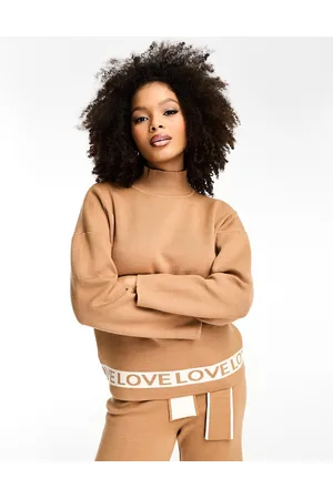 Never Fully Dressed LOVE knitted jumper co-ord in camel