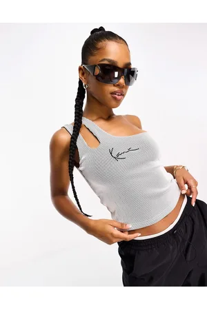Karl Kani Co-ord signature logo asymetric cut out crop top in