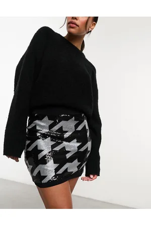 AllSaints Juela Toni sequin mini skirt in and white