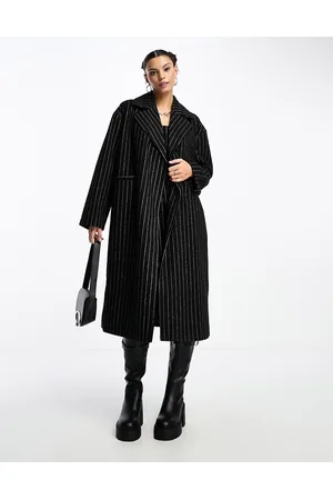 Something New X Lame.Cobain double breasted longline coat co-ord in pinstripe